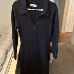 Abercrombie & Fitch Black Sheath Dress with Notched Collar